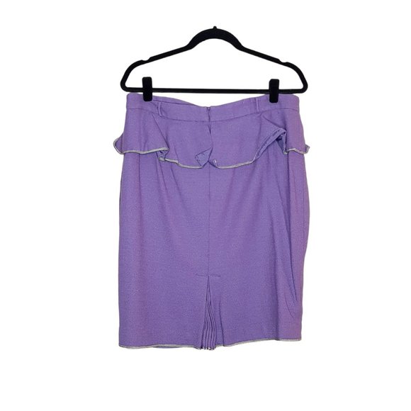 Treslise Cooper Size 16 Purple Wool Blend Frill Office Pencil Straight Skirt - Picture 2 of 4